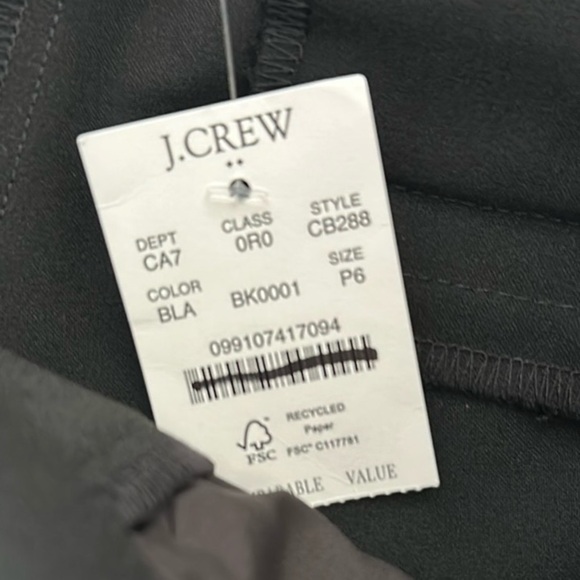 NEW J. CREW FACTORY Petite slim-fit full-length trouser pant in Black Size P6 - Picture 9 of 9
